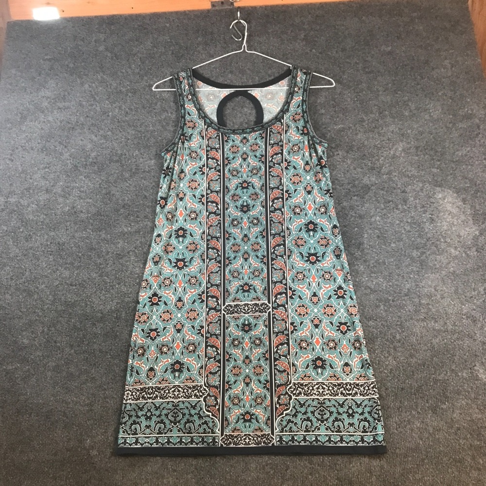 Max Studio Tank Dress Womens Small Multicolor Geometric Cutout Back Sleeveless